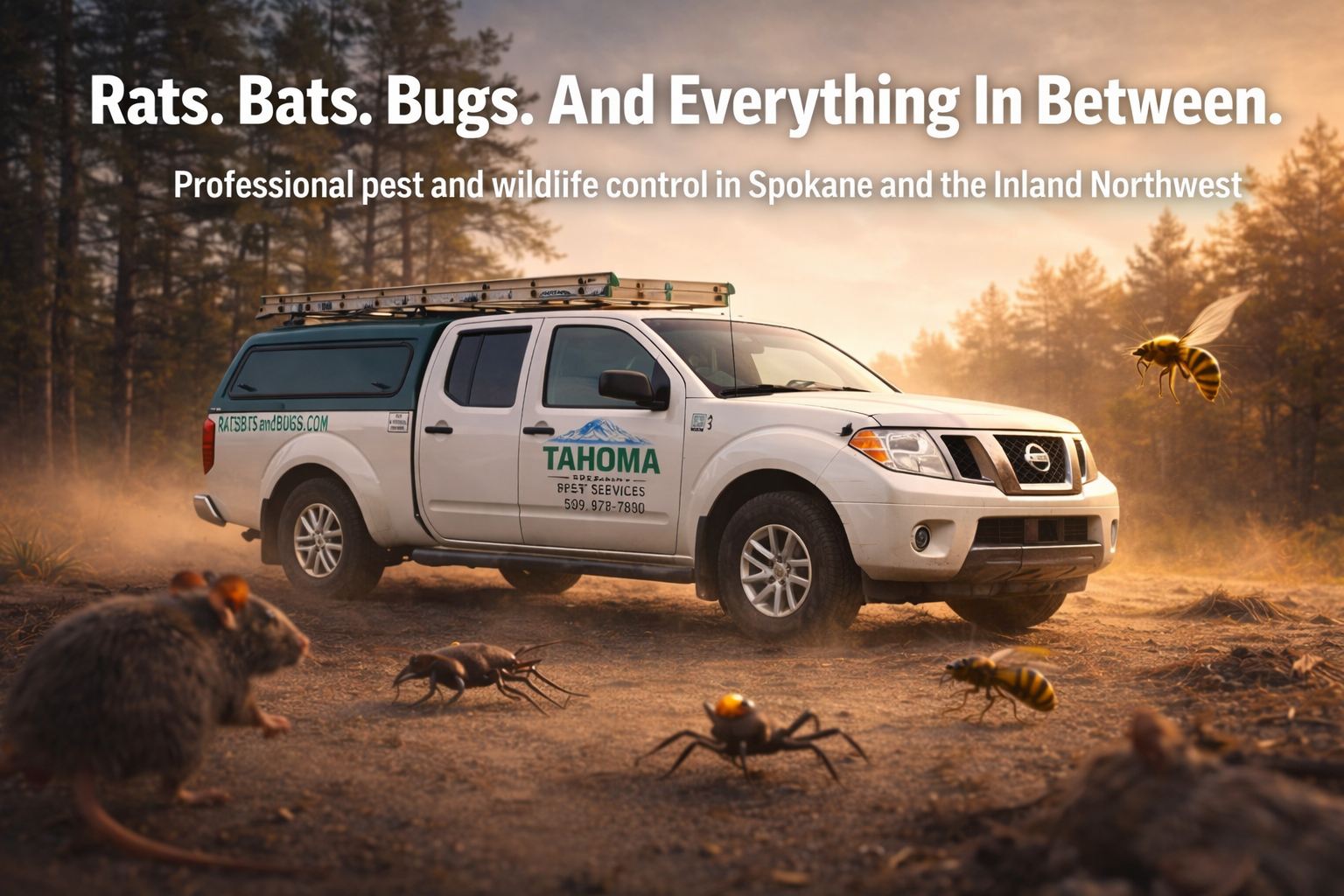 Tahoma Specialty Pest Services truck in motion